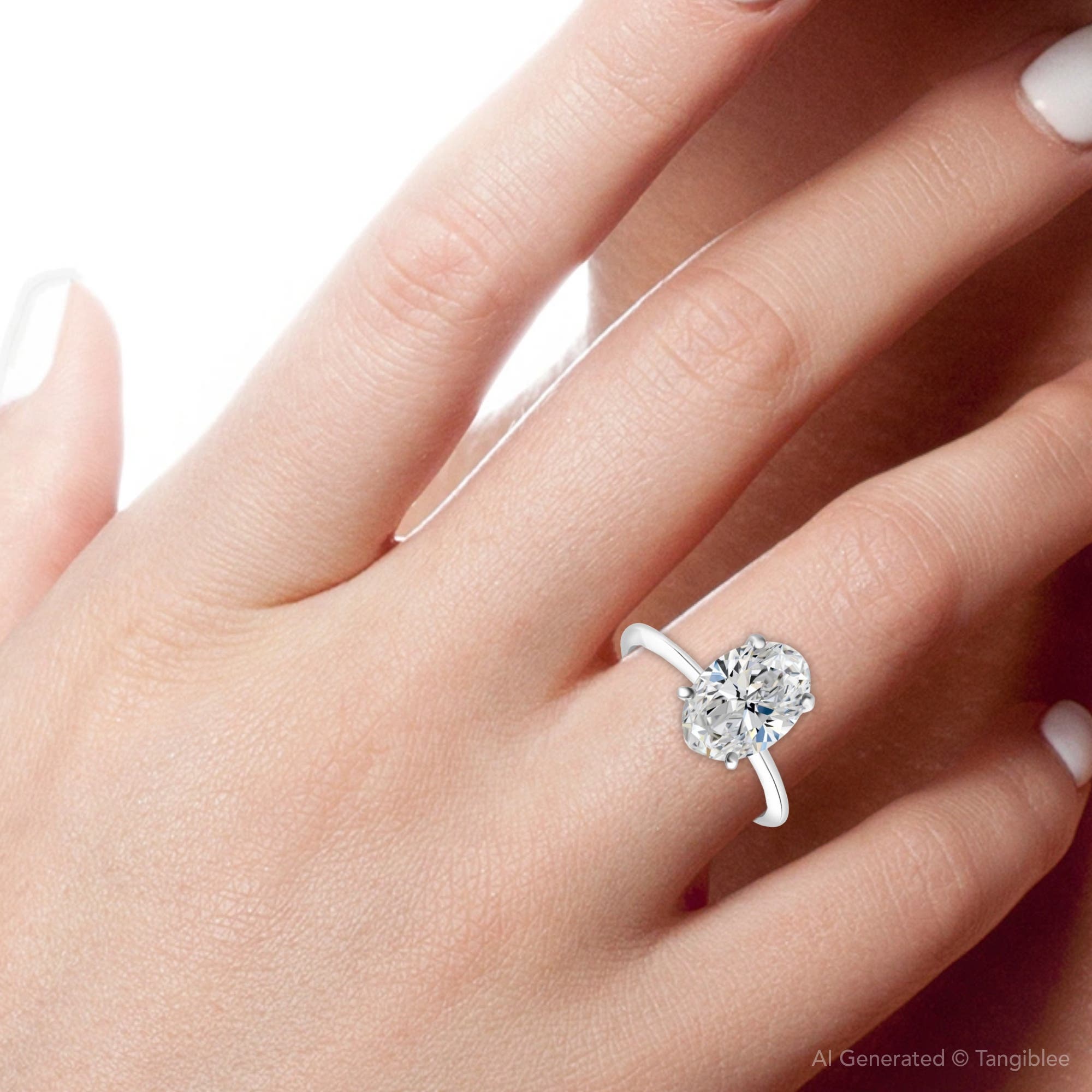 Женские аксессуары Bliss Diamond Certified 2Ct Oval Diamond Solitaire Thin Engagement Ring Gold Lab Grown — фото 5