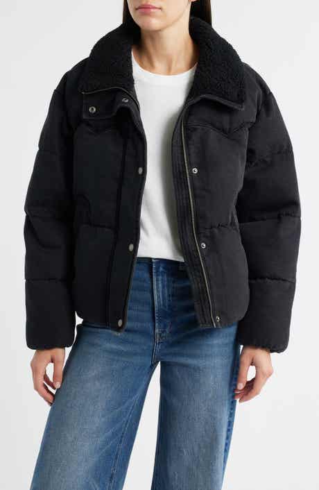 Levi's Western Denim Faux Shearling Collar Puffer Jacket