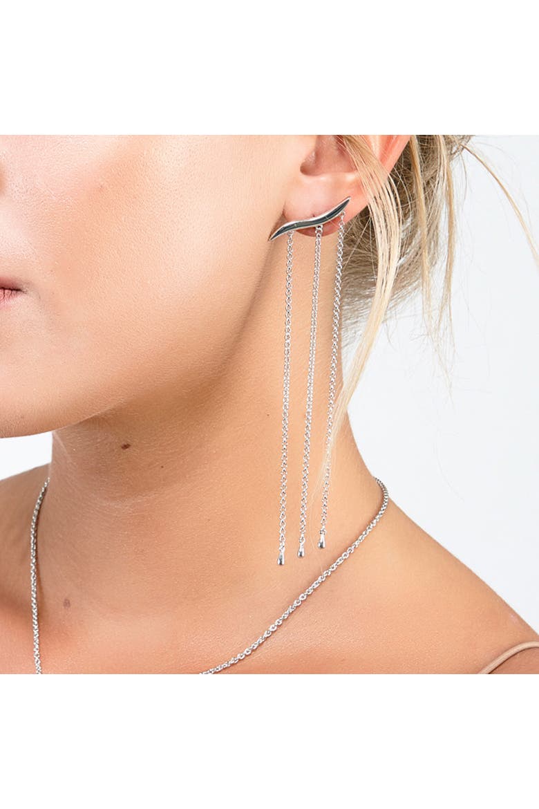 Long Waterfall Earrings, Alternate, color, Sterling Silver
