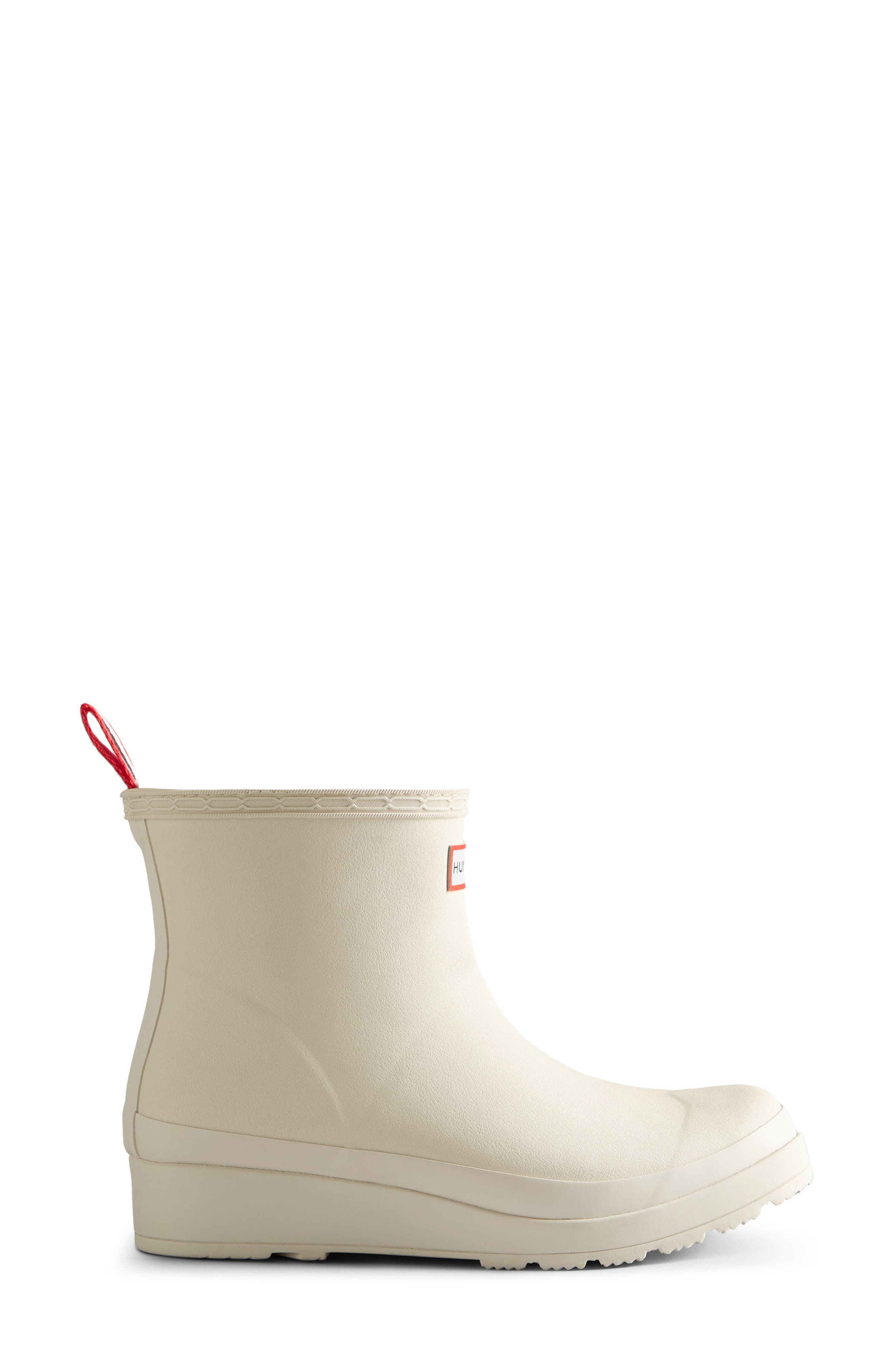 Hunter Play Short Faux Shearling Lined Waterproof Rain Boot, Alternate, color, White Willow