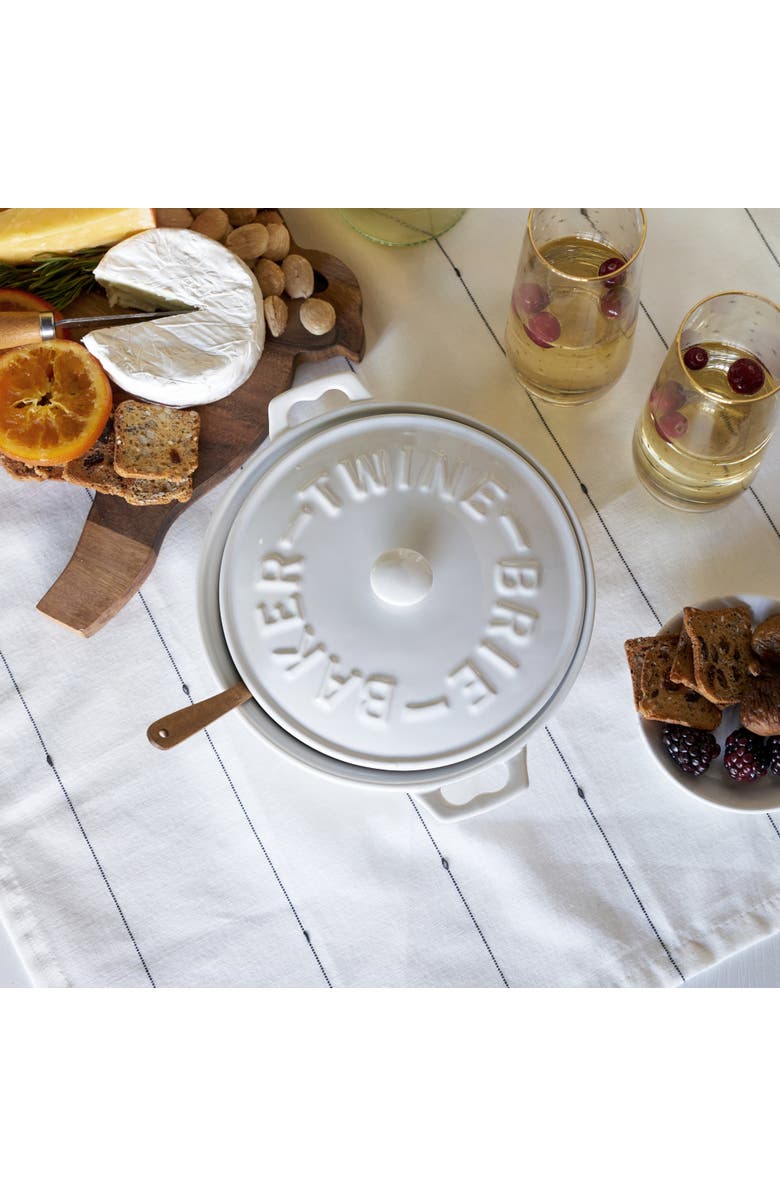 TWINE Ceramic Brie Baker & Wood Spreader Set, Alternate, color, White