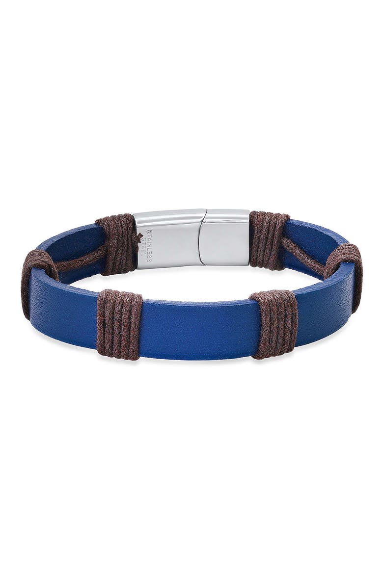 Men's Leather & Thread Bracelet, Main, color, BROWN/BLUE