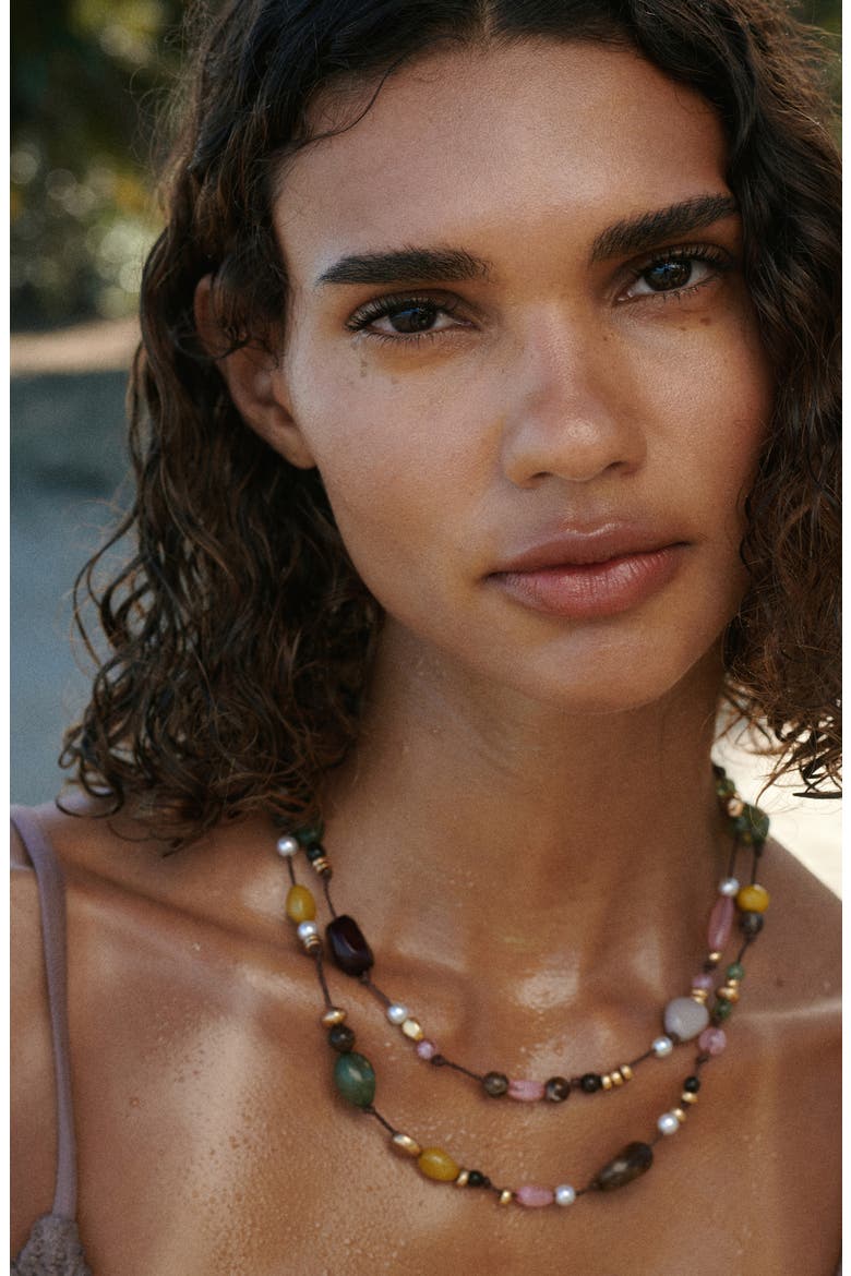 Beaded Layered Necklace, Alternate, color, PASTEL GREEN