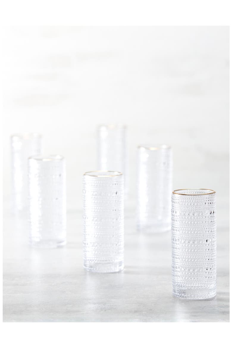 Jupiter Set of 6 Gold Rim Collins Glasses, Alternate, color, CLEAR