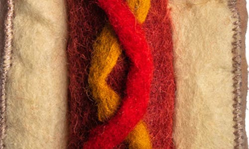 Silk Road Bazaar Hot Dog Felted Wool Ornament In Red