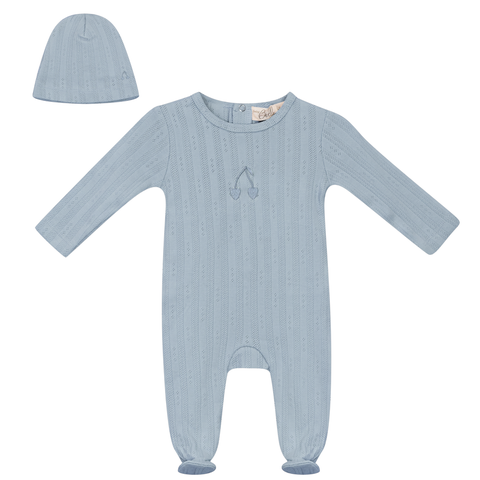 Embroidered Cherry Pointelle Romper with Hat (Baby)