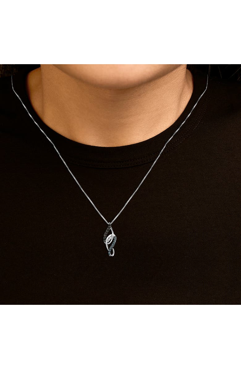 Haus of Brilliance Sterling Silver 1/4 Cttw Black Blue White Diamond Linear Swirl Pendant Necklace, Alternate, color, Silver