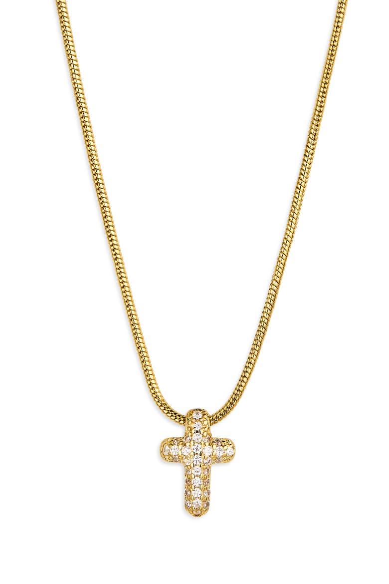 Pavé Bubble Cross Pendant Necklace, Main, color, GOLD