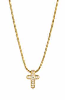 Pavé Bubble Cross Pendant Necklace