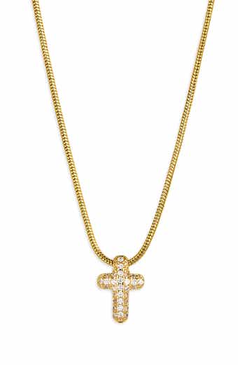 Pavé Bubble Cross Pendant Necklace