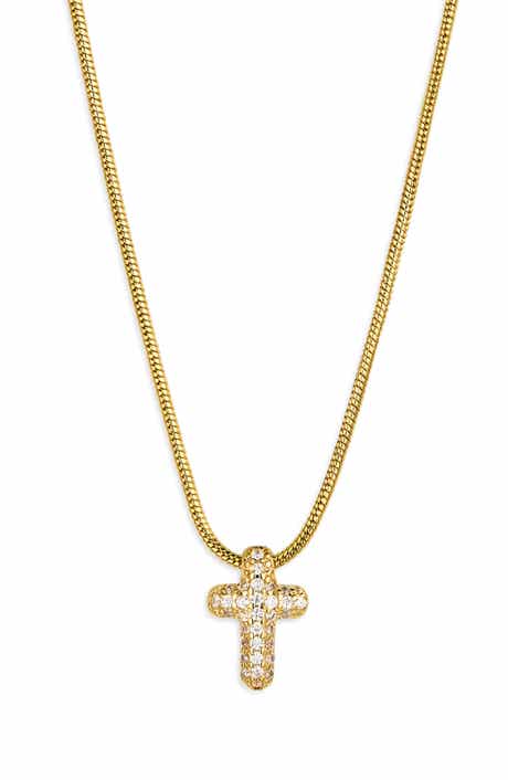 Pavé Bubble Cross Pendant Necklace