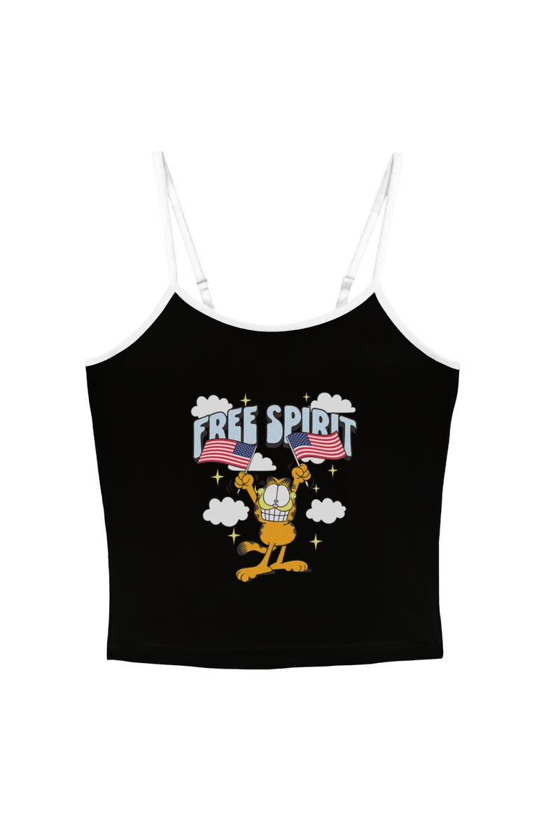 Junior's Garfield Free Spirit Smile  Tank Top, Main, color, Black