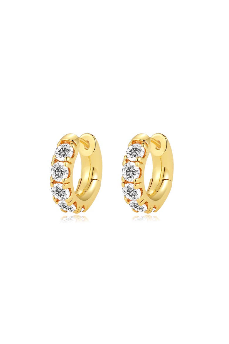Daniela Huggie Hoop Zirconia Earrings, Main, color, Clear white