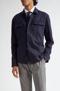 Eleventy Stretch Wool & Cashmere Button-Up Overshirt