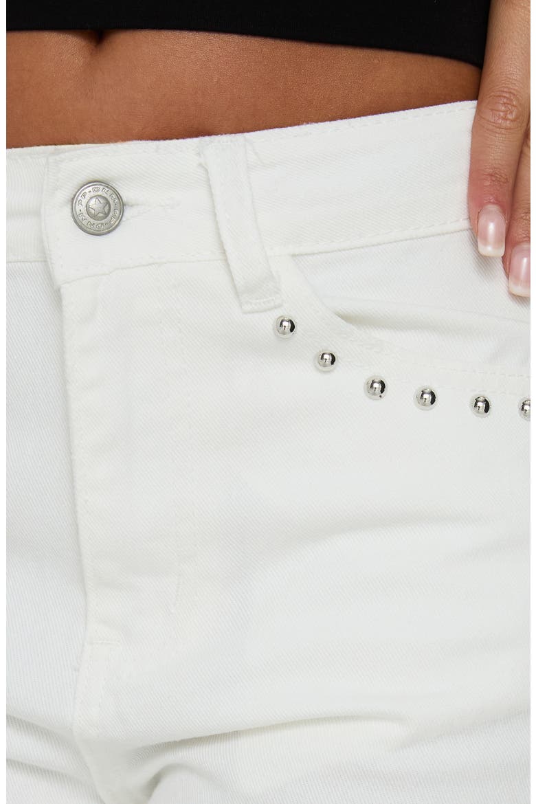 Saving Up Studded Mid Rise Straight Leg Jeans, Alternate, color, WHITE