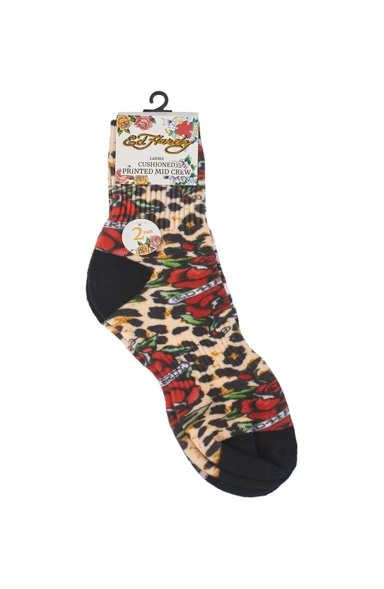 Ed Hardy 360 Print Flat Crew Sock 2-Pack, Alternate, color, Multi