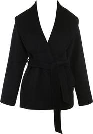 HOUSE OF CB James Shawl Collar Wool Blend Wrap Jacket