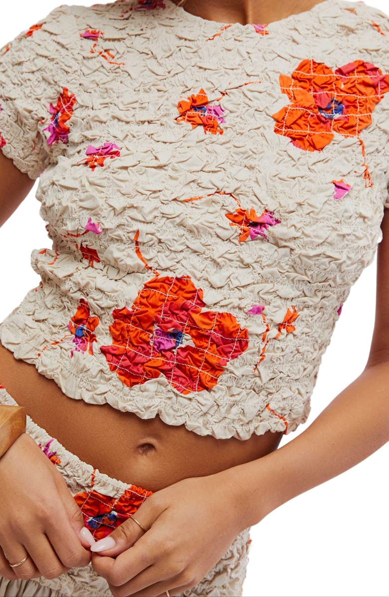 Free People Carino Floral Two-Piece Stretch Cotton Crop Top & Midi Skirt, Alternate, color,