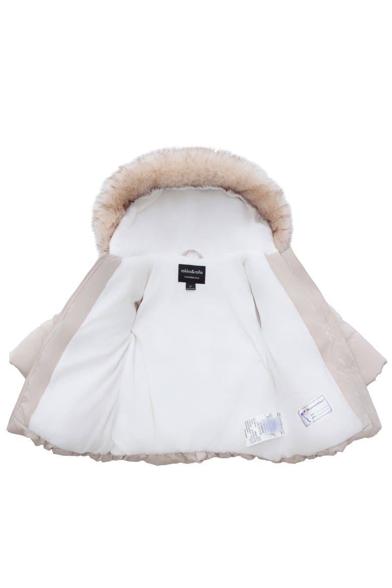 Kids' Luxe Bow Puffer Coat, Alternate, color, Pearl cream