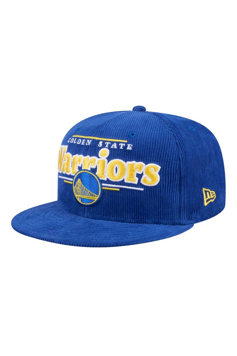 Men's New Era Royal Golden State Warriors Throwback Display Corduroy 9FIFTY Snapback Hat, Main, color, Royal