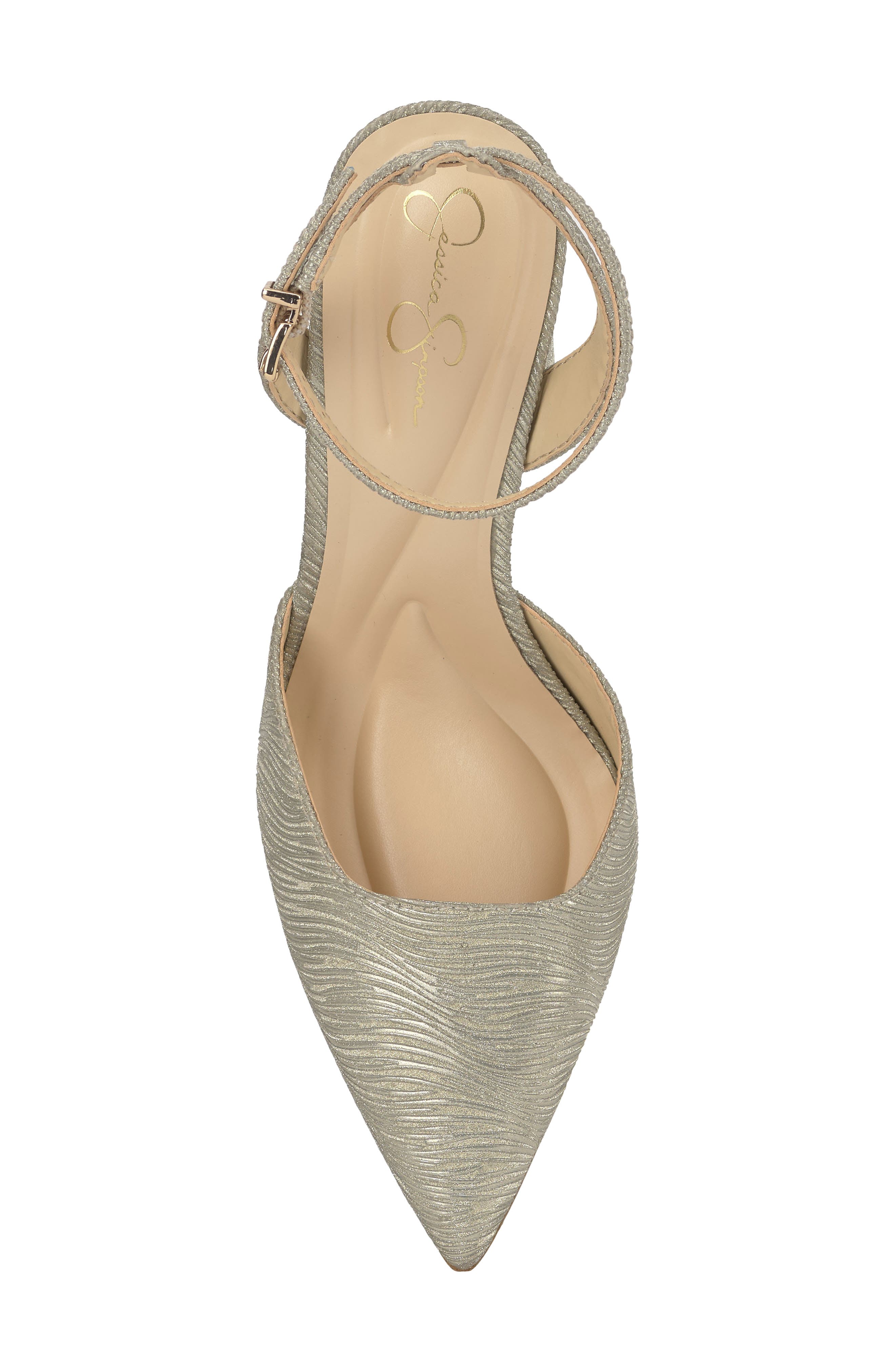 Jessica Simpson Nazela Pointed Toe Ankle Strap Pump, Alternate, color, Gold 14