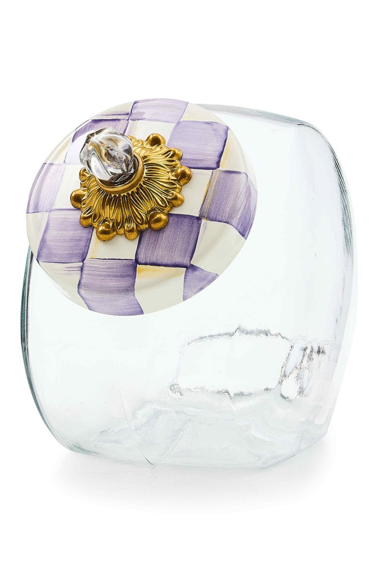 Cookie Jar with Violet Check Lid, Main, color, VIOLET