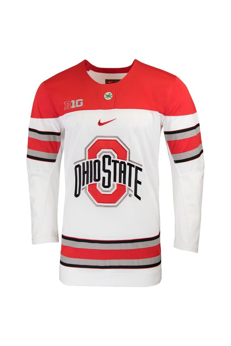 Men's Nike White Ohio State Buckeyes Replica College Hockey Jersey, Alternate, color, White