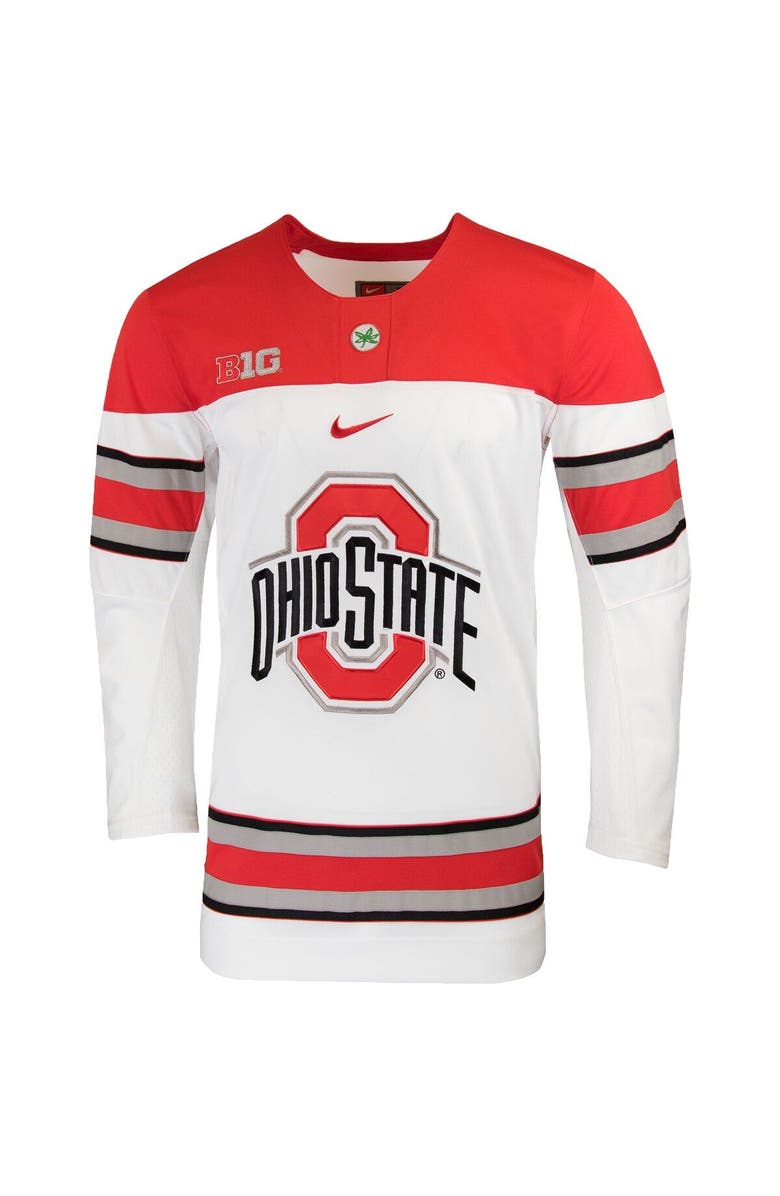 Nike Men's Nike White Ohio State Buckeyes Replica College Hockey Jersey, Alternate, color, White