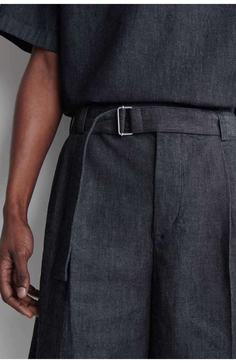 COS Belted Wide-Leg Denim Shorts, Alternate, color, Indigo