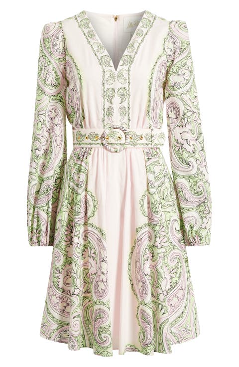 Chyanna Paisley Print Long Sleeve Minidress