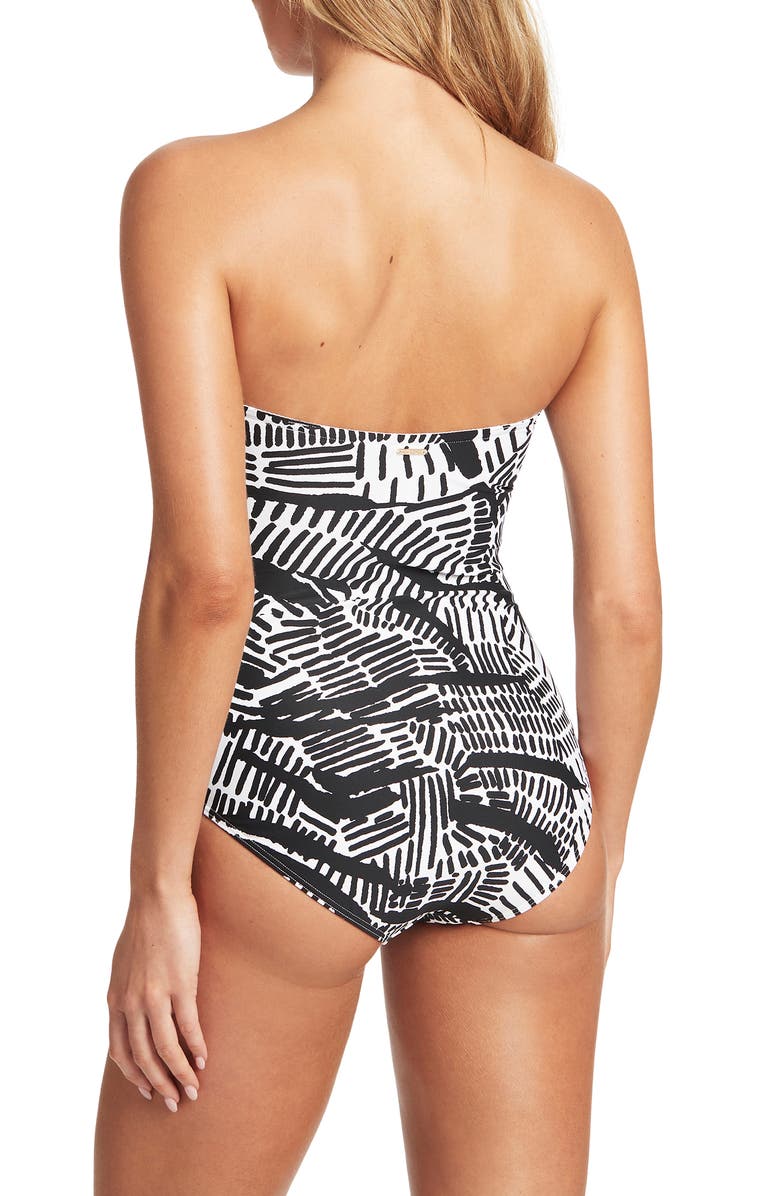 Sea Level Twist Bandeau One-Piece Swimsuit, Alternate, color, Black