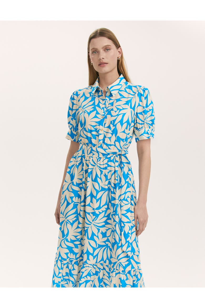Liana Floral Midi Tiered Dress, Alternate, color, Blue Leaf