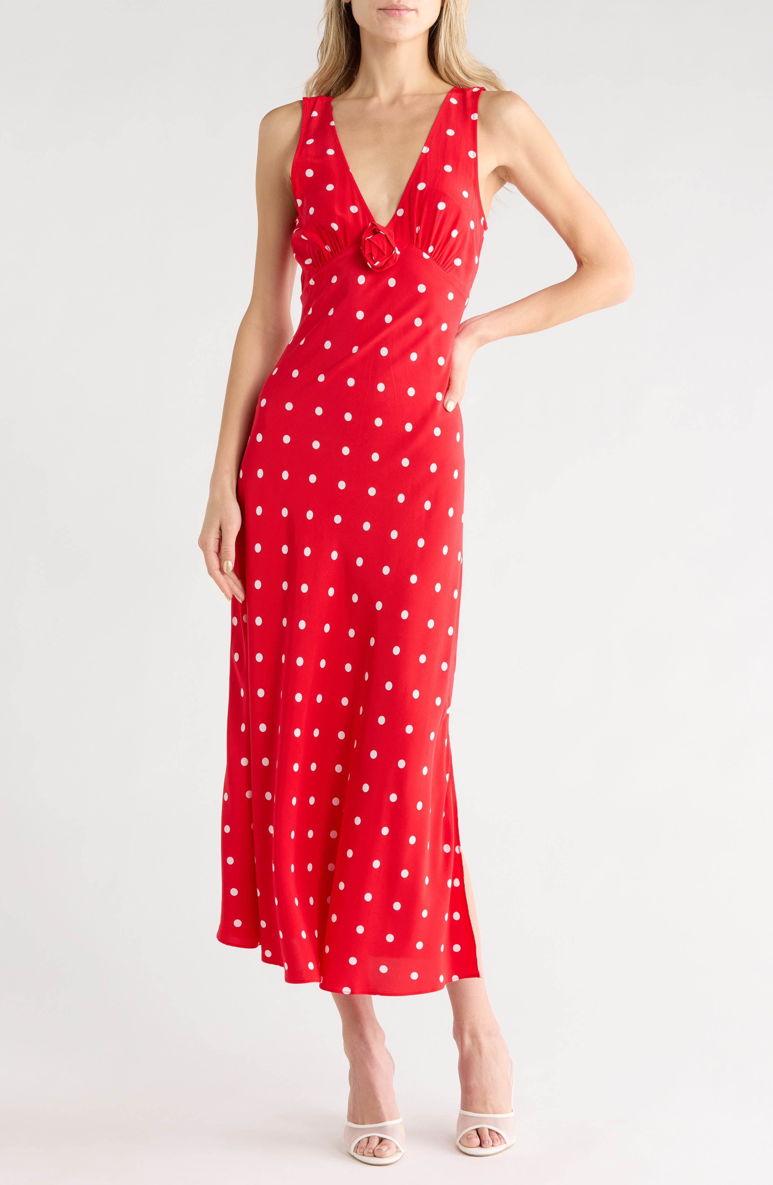 Sleeveless Double V-Neck Midi Dress