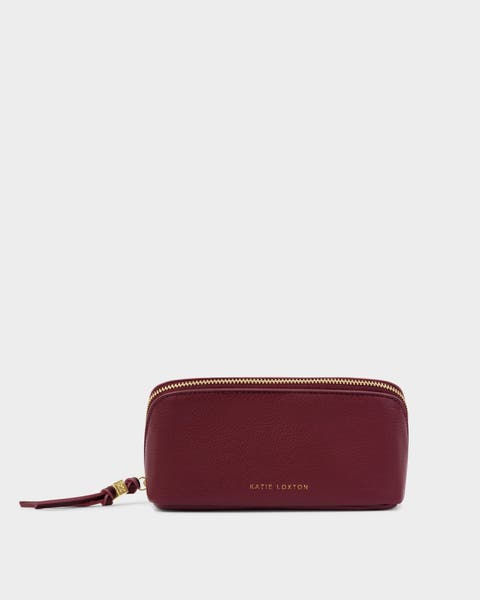 Fold-Out Mirror Makeup Bag in Cherry