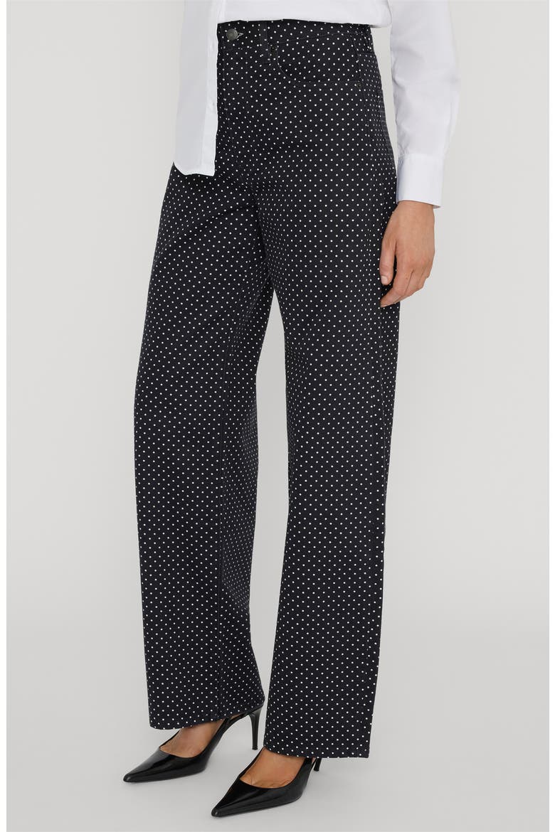 The Bow High Waist Wide Leg Jeans, Alternate, color, BLACK POLKA DOT