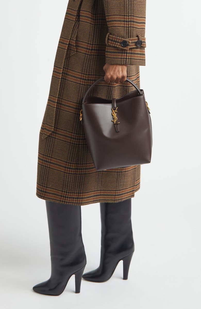 Saint Laurent Le 37 Leather Bucket Bag, Alternate, color, Arabica