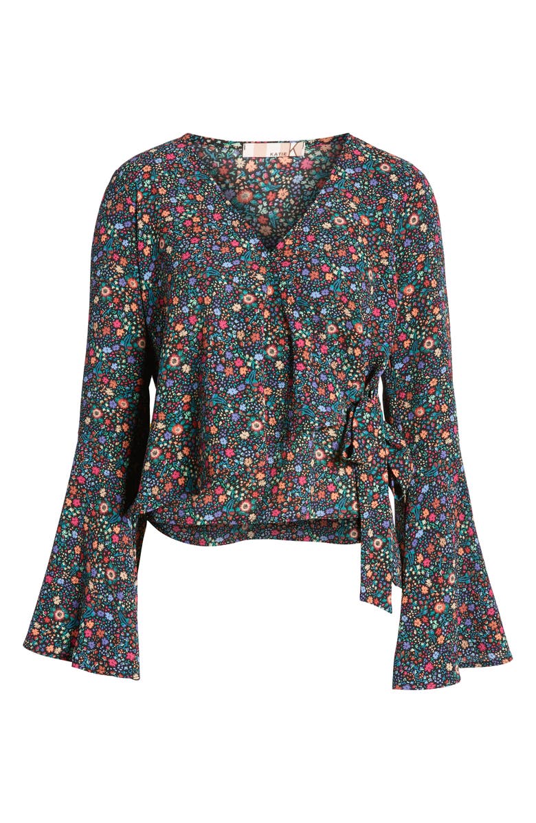 Chloe & Katie Bell Sleeve Wrap Top, Alternate, color,