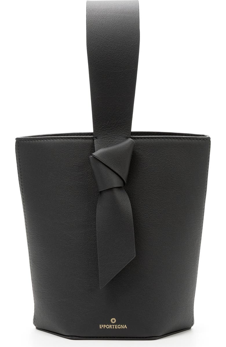 LA PORTEGNA Julieta Shoulder Bag Minimalist Lines And Timeless Design, Main, color, Black