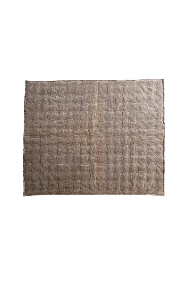 Storied Home Cotton Velvet Quilted Throw, Main, color, Tan