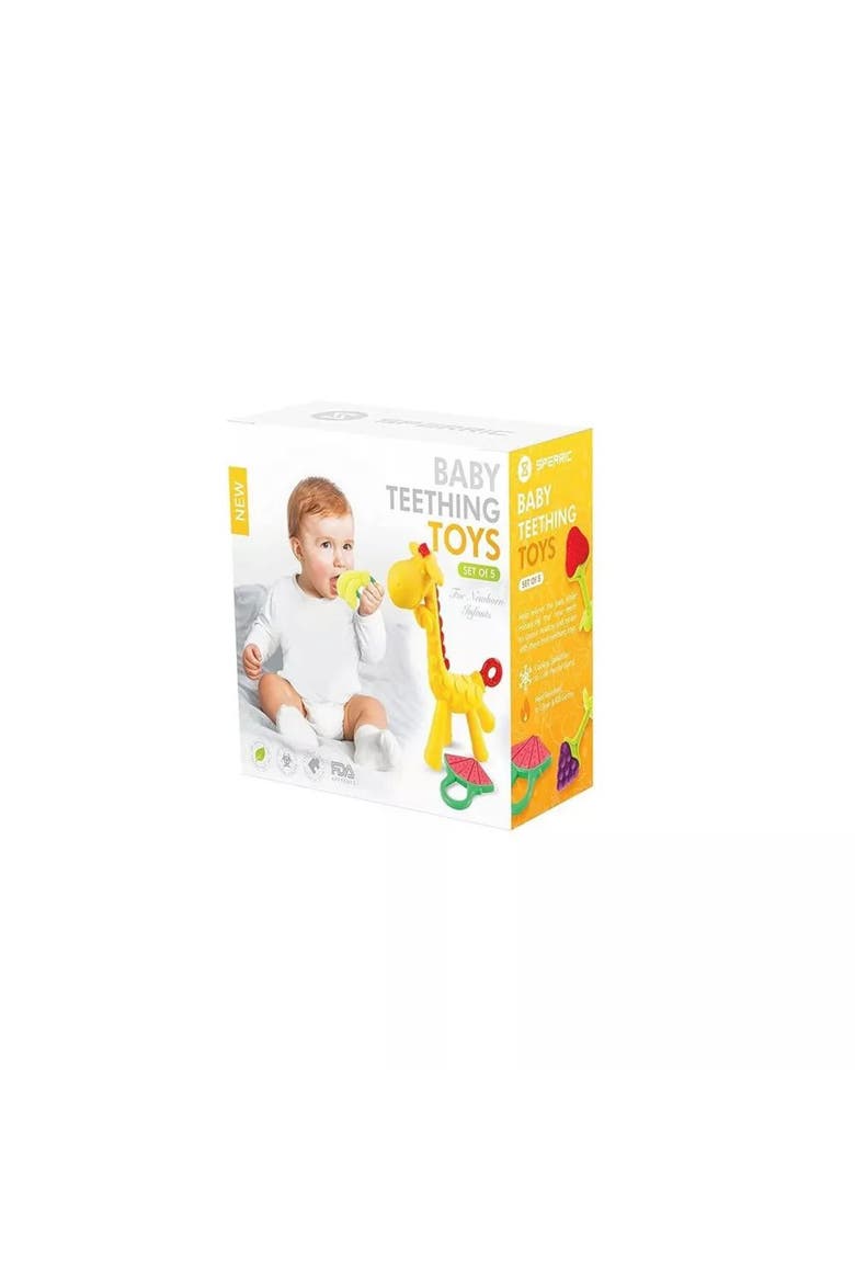 Silicone Baby Teethers Freezer Safe Gift Set, 5-Piece, Alternate, color, Multicolor