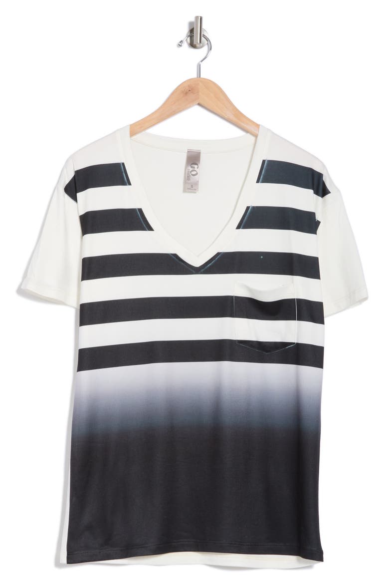 V-Neck Pocket T-Shirt, Alternate, color, WHITE BLACK STRIPE DIP PRINT