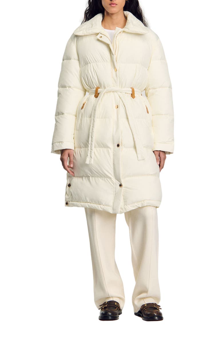 SANDRO Quilted mid-length puffer jacket, Alternate, color, 