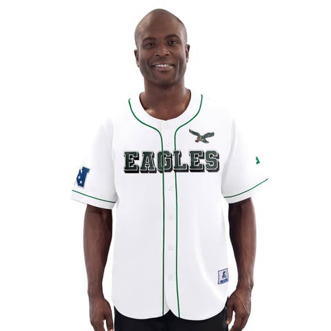 Men's Starter White Philadelphia Eagles Relay Vintage Full-Button Baseball Jersey