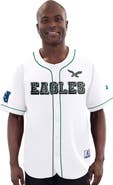 STARTER Men's Starter White Philadelphia Eagles Relay Vintage Full-Button Baseball Jersey