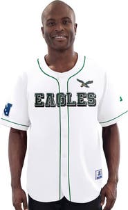 STARTER Men's Starter White Philadelphia Eagles Relay Vintage Full-Button Baseball Jersey