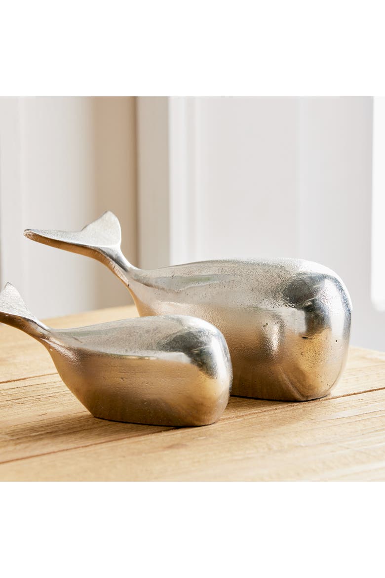 Moby Whale Sculptures Set of 2, Alternate, color, Silver