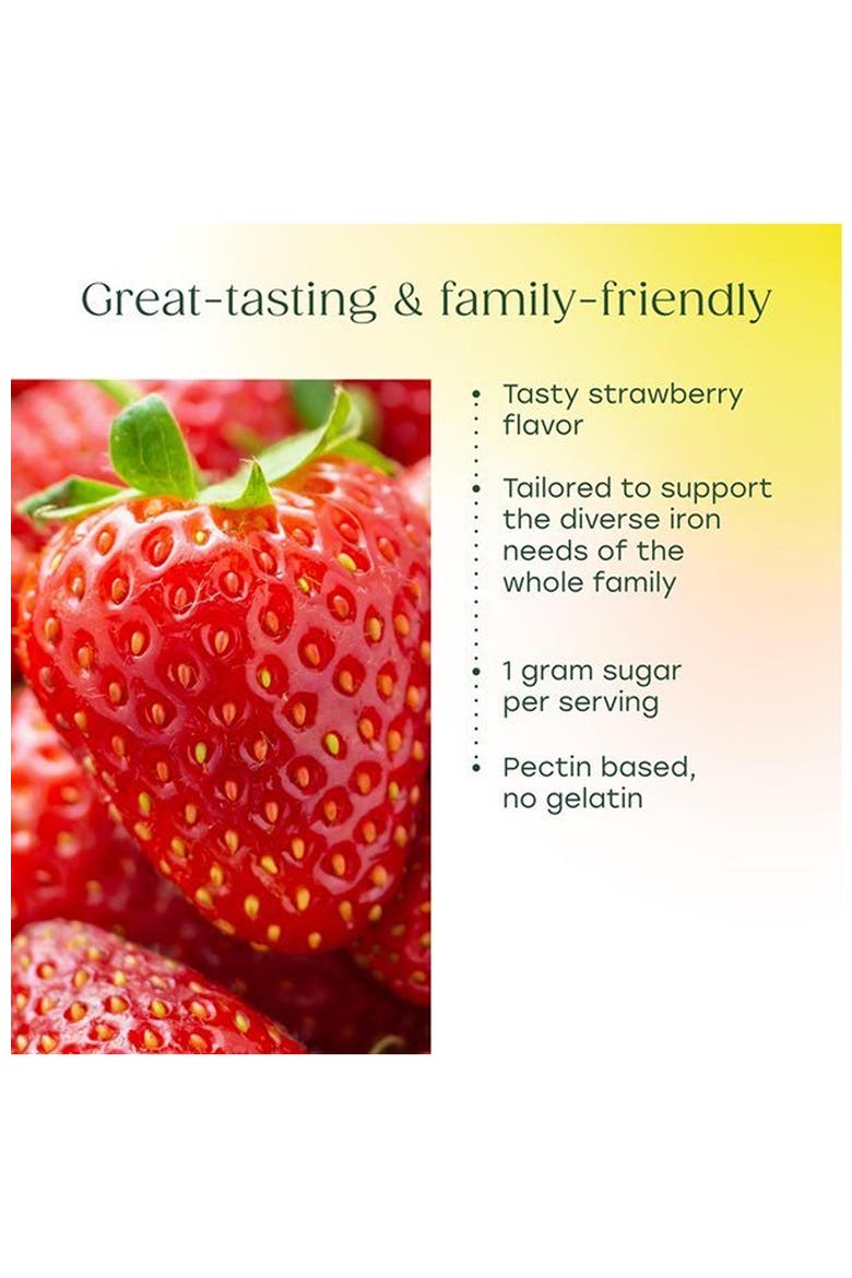 Iron Energy Gummies for Adults, Teens & Kids with Vitamin B12 & B6, 60 Strawberry Gummies, Alternate, color, None