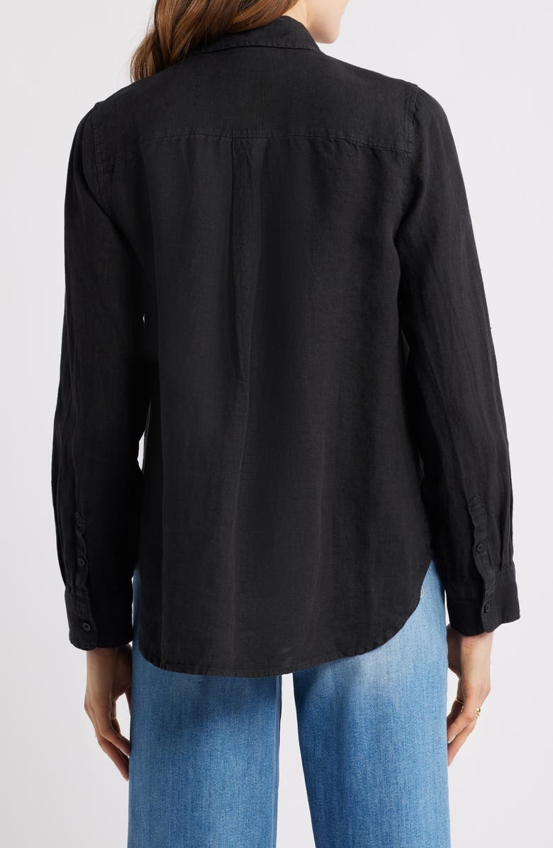 Caslon<sup
®</sup
 Casual Linen Button-Up Shirt, Alternate, color, Black