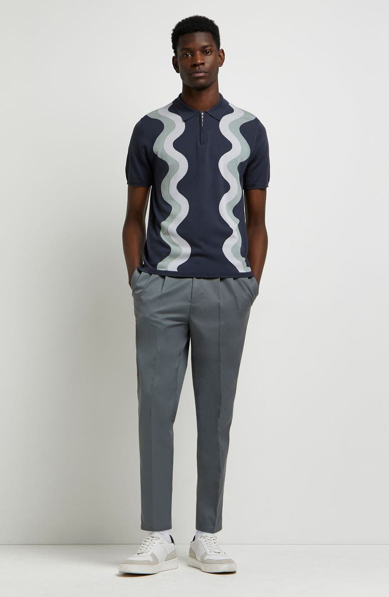 River Island Swirl Stripe Polo Sweater, Alternate, color, 