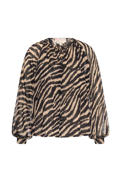 Silk Blouse With Zebra Print